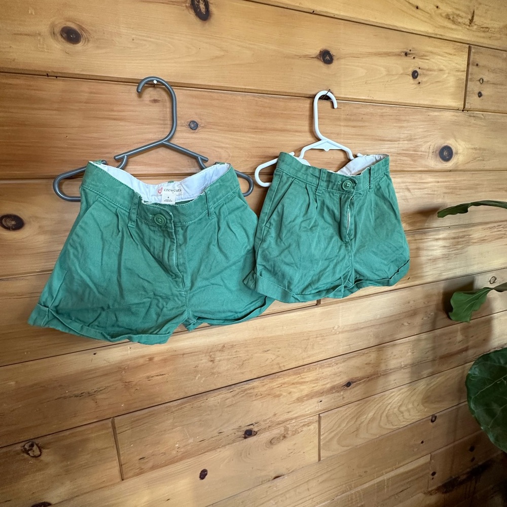 Crewcuts Green Shorts for twins